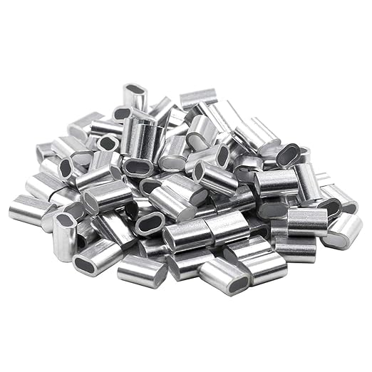 100pcs 3/32 inch Wire Rope Sleeves Aluminum Clip Fittings Cable Crimps