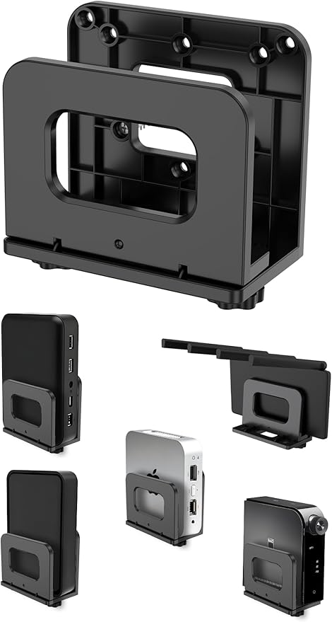 Adjustable Wall Mount Shelf Holder for Mini pc, WiFi Router, Modem, Universal Cable Box Mount Fit for Mac mini, TV Box, Media Players and Other Devices with Thickness Up to 65 mm (Black)