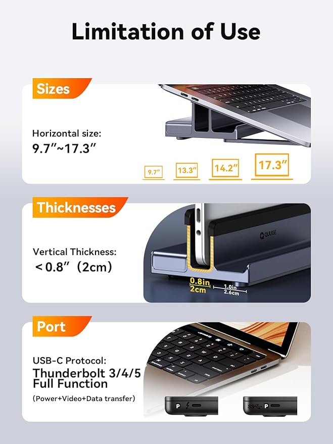 Laptop Docking Station Stand Dual 4K: QUUGE USB C Docking Station Dual Monitor for Laptop, 2 HDMI (Windows Single 4K@120Hz), 2 USB3.0 Ports, 100W PD, RJ45 Ethernet, Universal Laptop Stand USB C Dock