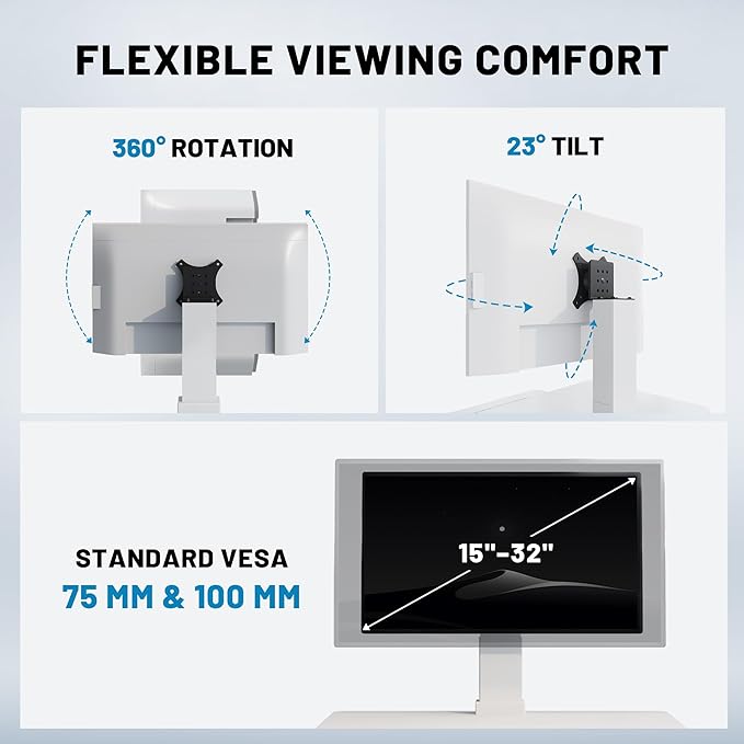 Electric Standing Desk Converter 28" Wide, Height Adjustable Desk Riser, Computer Workstation, Sit-Stand Convertor for Home, Office, School (White, 1 Arm Included)