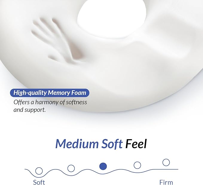 ZIKEE Donut Pillow Seat Cushion for Tailbone Pain, Hemorrhoid Pillow with Pressure Relief Hole & Thigh Slope Design for Postpartum & Post Surgery Sitting Relief (Blue, Large)