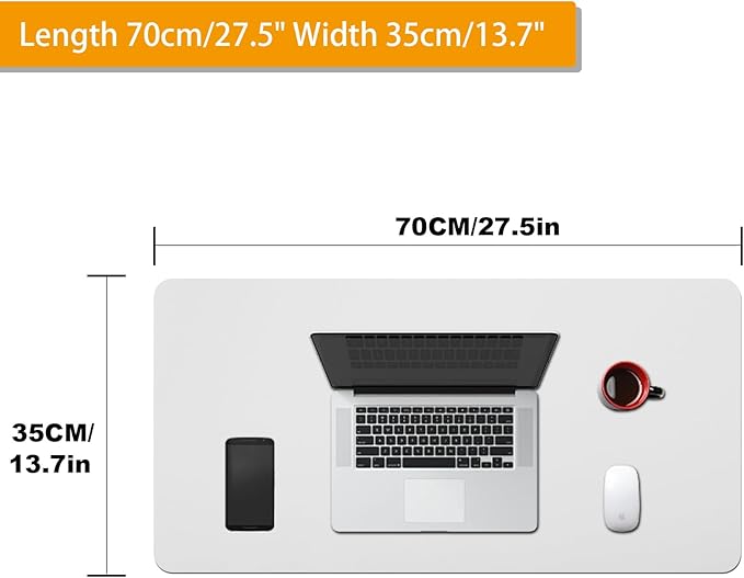 Large Leather Desk Pad Protector,27.5inch x 13.7inch,Non-Slip Durable Office Desk Mat for Writing, Computer, Laptop, Mouse Pad & Desktop Use,Desk Protector Mat,White