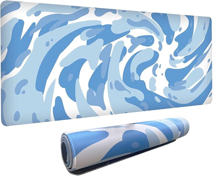 Fluid Pattern XXL Mouse Pad,Super Thick Waterproof Fluid Pattern Large Gaming Mousepad with Stitched Edge,Mouse Computer Desk Accessories,Non-Slip Base Mouse Keyboard Mat 800X400X4mm