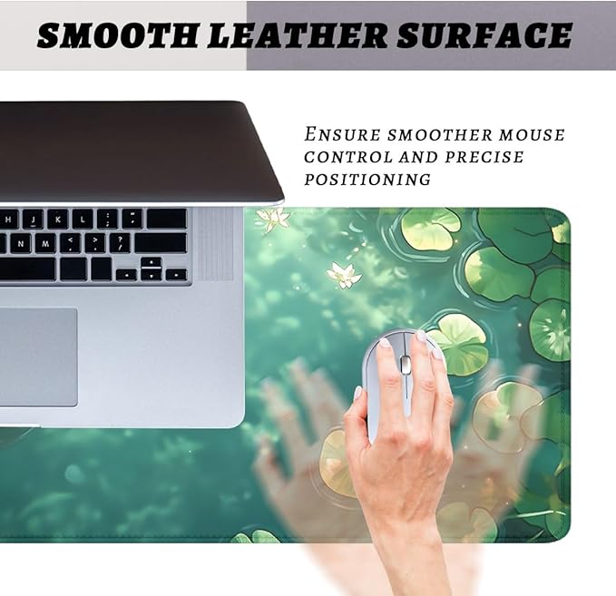 Pond Water Lily Gaming Mouse Pad Green Dream Surface Water Lily Extended Keyboard Mouse Mat for Computer Office, Big Laptop Mouse pad, Gaming Pc 31.5x11.8 in