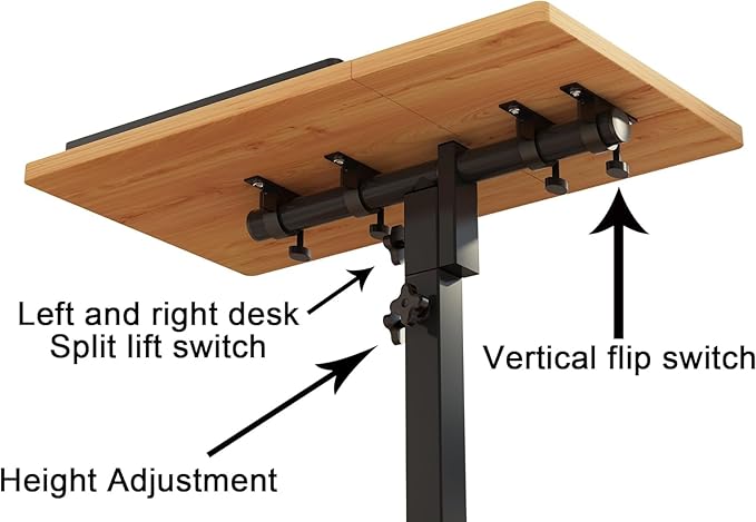 LINGMI Mobile Height Adjustable Laptop Desk with Mouse Pad, Portable Laptop Desk Rolling Tiltable Table with Small Side Table for Couch,Rolling Computer Stand