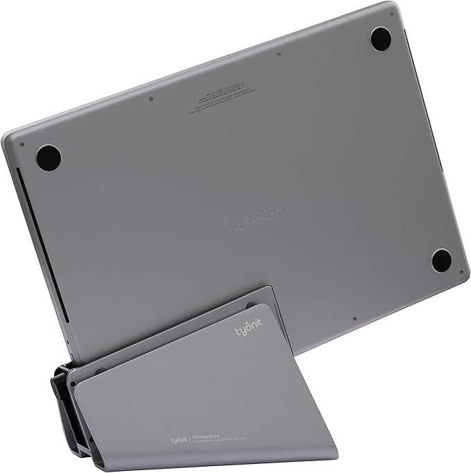 tyonit TiltSnap Pro Vertical Laptop Stand for MacBook Pro 14" & 16", Auto Thunderbolt4 USB-C Connection, Seamless Connection to The Docking Station or Display, 40Gbps, 100W PD, Space Gray