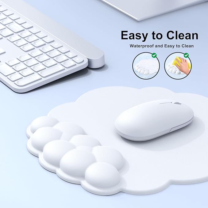 MOKURU Cloud Mouse Pad with Wrist Rest, Cloud Keyboard Wrist Rest, Mouse Pad Wrist Support, Ergonomic Keyboard Mouse Wrist Support White