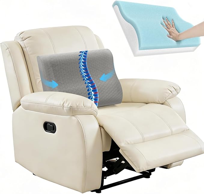 Lumbar Support Pillow for Recliner Chair - 17"x15"x5" Ergonomic Back Cushion with Gel Memory Foam, Adjustable Straps & Washable Cover, Back Pain Relief for Office Car Seat (Light Grey)