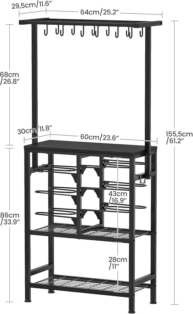CHOEZON Pots and Pans Organizer Rack, Kitchen Bakers Rack, Multi-Tier Storage Shelf, Kitchen Island Table, Cooking Rack with Pots and Pans Storage, Black TPR60BB