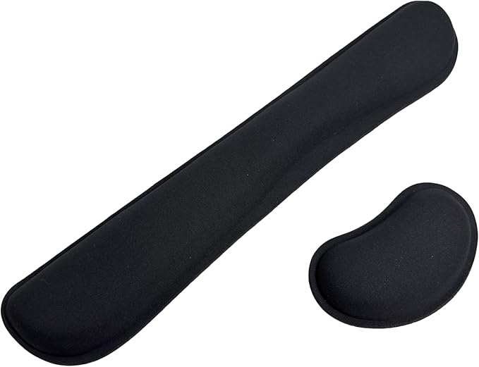 Bloss 2 Wrist Rest Support for Mouse Pad & Keyboard Set, Ergonomic Design Wrist Support Pad for Keyboard, Soft Memory Foam Desk Pads Support Hand and Arm Easy Typing Pain Relief - Black