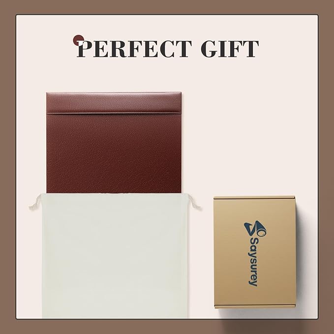26.5 x 17.3 Inch Leather Desk Pad Protector with Side Rails, Executive Office Desk Mat for Home Workspace, Writing Surface, Mouse & Keyboard Pad, Elegant Gift for Men Dad Husband(Brown)