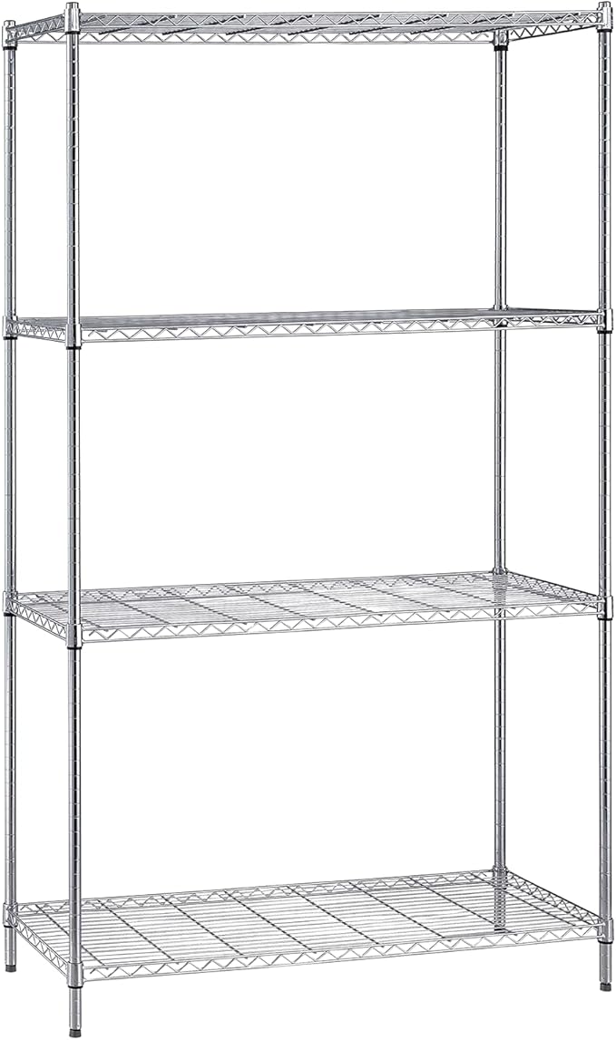 Quantum Storage Systems WR74-1430C Starter Kit for 74' High 4-Tier Wire Shelving Unit, Chrome Finish, 14' Width x 30' Length x 74' Height
