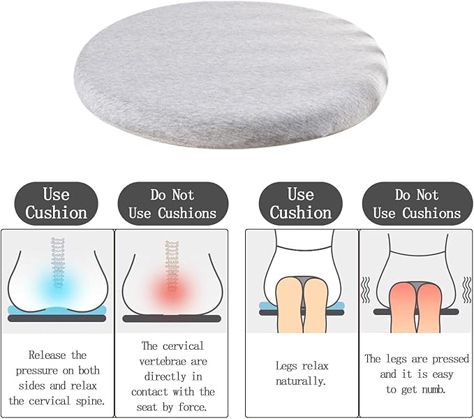 Chair Cushion Chair Pad, Round Seat Cushion Non-Slip Floor Office Car Bedroom Living Room Kitchen Dining Room Window Soft Comfortable Detachable Durable Zipper Design Memory Foam (Gray)