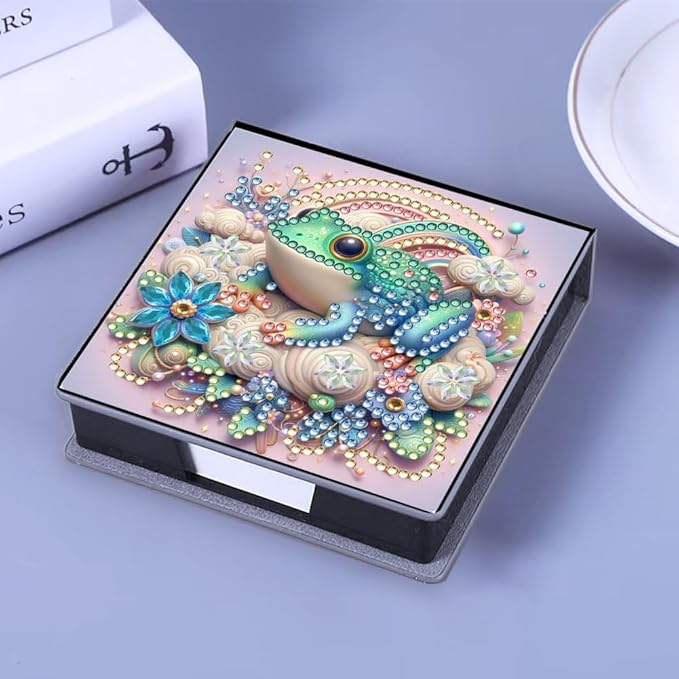 FRANDEK Flog Creative Diamond Art Desk Organizer, DIY PU Note Box with 160 Sheets, All-in-One Gift Set for Craft Lovers, Elegant Mosaic Kits for Home & Office