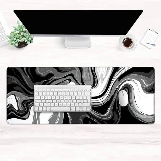 Desk Mat,Desk Pad, XXL Large Mouse Pad,Anti-Slip Big Mousepad with Stitched Edges,Extended Computer Mouse Pads for Desktop Black and White