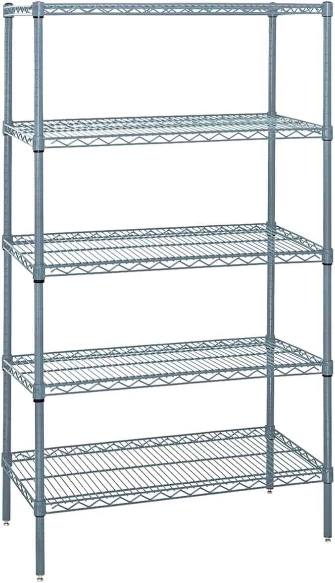 QUANTUM STORAGE SYSTEMS WR54-1430GY-5 Starter Kit Wire Shelves Gray Epoxy 5 Shelves 54" H x 30" W x 14" D
