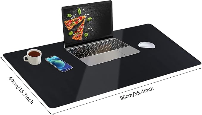 Leather Desk Pad, Non-Slip Desk Mat, Waterproof Large Mouse Pad, Mouse Mat, Computer Mat for Desk Easy Clean for Office/Home (Black, 35.4" x 15.7")