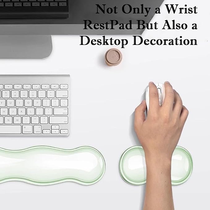 Update Gel Wrist Rest Pad for Keyboard & Mouse Set, Silicone Viscoelastic Wrist Support No Slip Pad for Pain Relief, Effortless Typing, Gaming, Computer, Laptop, Office