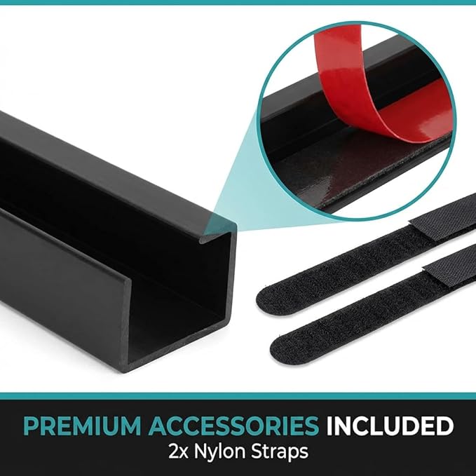 Ickmomo Self-Adhesive Cable and Desk Cover Management Trays (4 Pack, Black) - No Drill Desk Cable Organizer for Electronics Wires, Tidy Office/Desks/Living Room Cables
