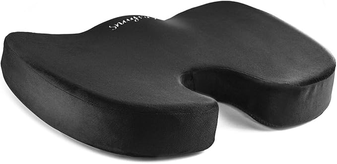 Memory Foam Seat Cushion,Non-Slip Orthopedic Memory Foam Coccyx Cushion Designed for Sciatica & Back,Hip and Tailbone Pain Relief,Fits Office Chair,Wheelchair,Car Seat Cushion.Black-2 Pack