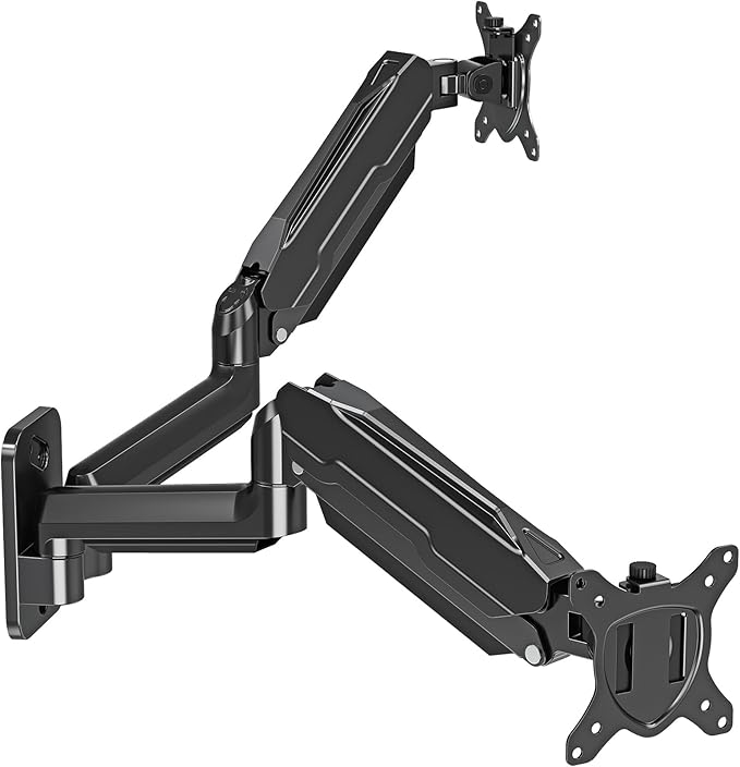 MOUNT PRO Dual Monitor Wall Mount for 13 to 32 Inch Screens, Wall Monitor Arm for 2 Monitors, Each Holds Up to 19.8lbs, Full Motion Wall Monitor Mount with VESA 75x75/100x100, Home Office Setup