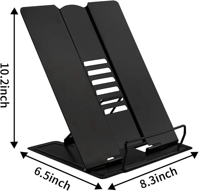 Citmage Desk Book Stand Document Holder Heavy Duty Metal Reading Stand with Book Magazine Menu iPad Music Score Speech Draft with 5 Adjustable Positions(Black)
