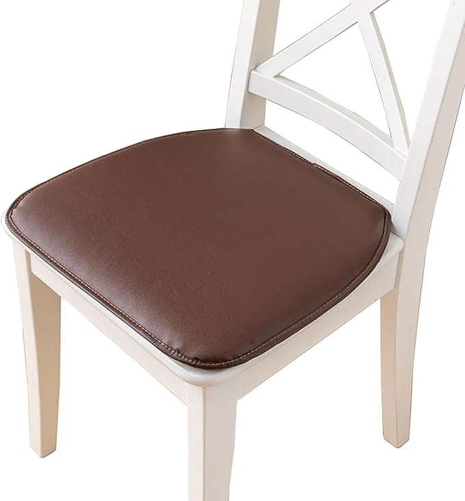 Premium Leather Chair Cushion, Waterproof Dining Chair Pads with Zipper, Horseshoe/Square Non Slip Seat Cushion(40x43cm(16x17inch), Brown(A))