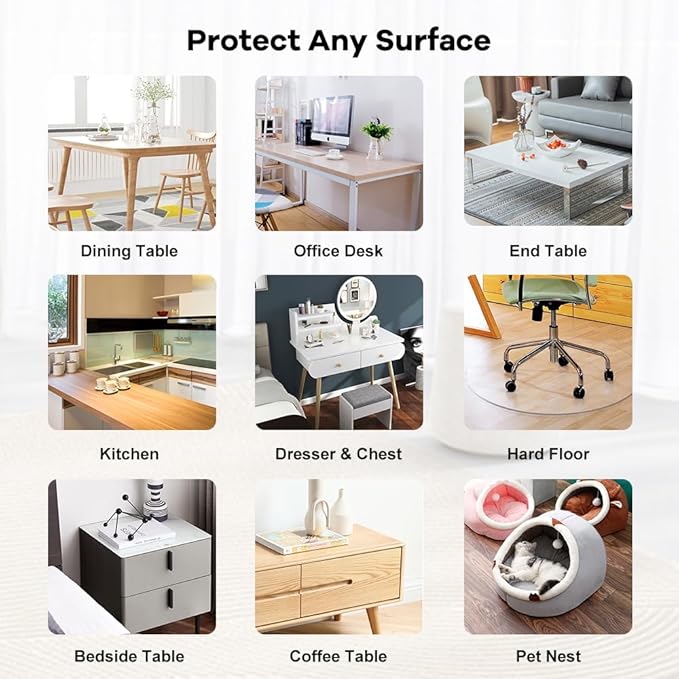 Transparent Vinyl Kitchen Bar Countertop Cover Pad Clear Table Protector 40x79 Inch Dining Table Protector Wooden Furniture Cover Protection Plastic Table Cloths Waterproof Table Mat Pad Rectanglar