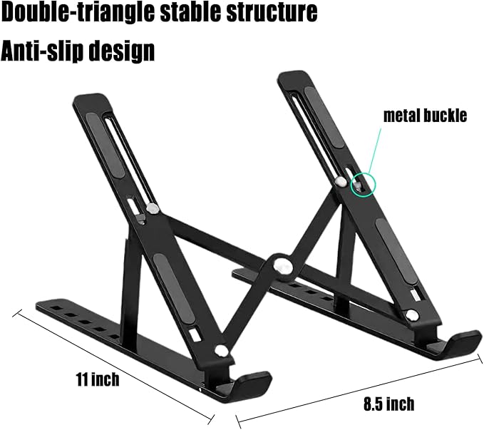 Laptop Stand for Desk, 80 lbs Load Sturdy Aluminum Laptop Riser, Portable Foldable Computer Stand for Office & Travel, Fits 10-17.3" MacBook Pro Air, Dell, HP, Surface, Samsung