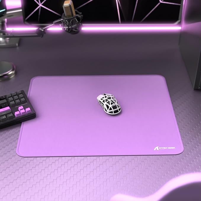 ATTACK SHARK CM02 Gaming Mouse Pad for Esports Speed Large Mouse mats for Desk Waterproof Surface Stitched Edges and Anti-Slip Rubber Base Size L Laminate 17.72” x 15.75” x 0.16” Purple
