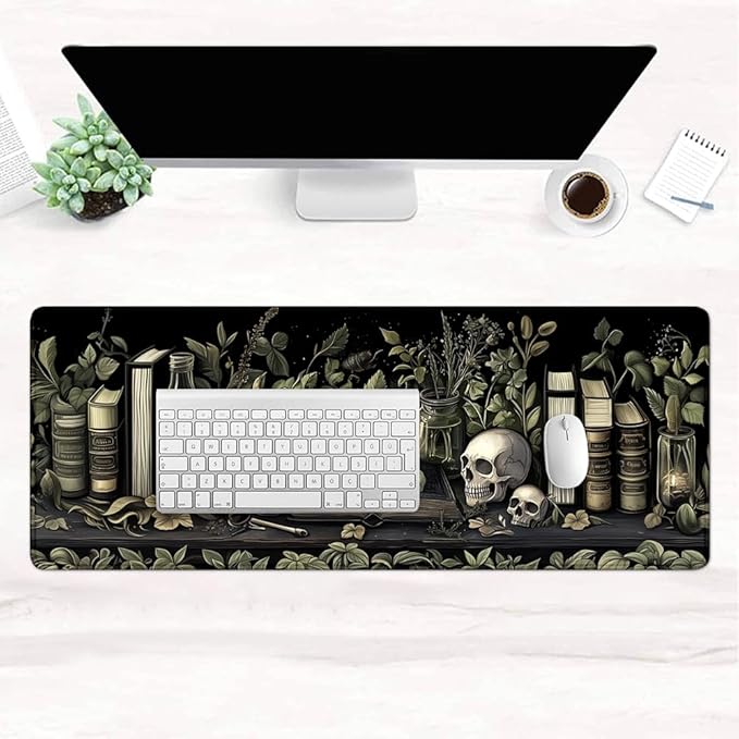 Gaming Mouse Pad Large Desk Mat Extended Keyboard Mouse Pad Mousepad with Non-Slip Base and Stitched Edge Mouse Mat Desk Pad Mouse Pads for Desk Home Office Gaming Skeleton