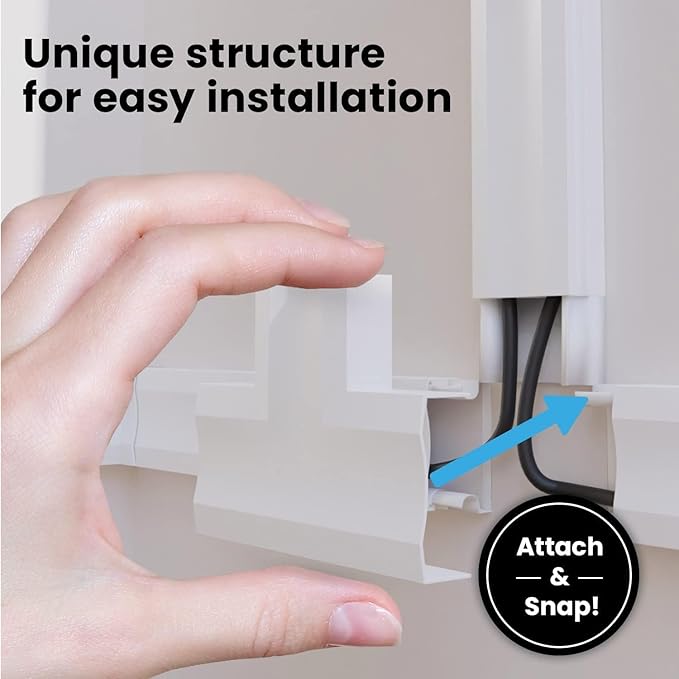 EVEO Cord Hider - 300” Cord Cover Wall Cable Hider, Cable Concealer, Wire Hiders for TV on Wall. Cable Management, Cord Hider Cable Raceway Wire Covers for Cords (Grey, Medium)