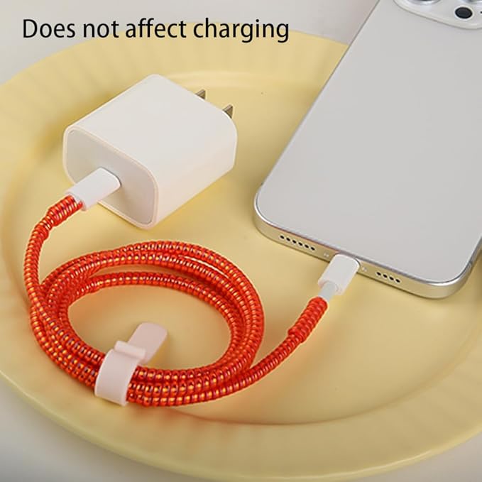 4pcs 1.6M(5.25FT) Spiral Cable Protector, Multicolor Suitable for Most Phone/Pad/Laptop USB Wire Cord Savers Protection Cover Anti-Break Wrap Charger Data Line Cables Sleeves, Laser Red