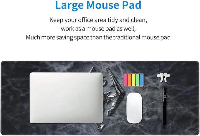 Generic Mouse Pad Non-Slip Rubber Base Mouse Pad Waterproof Desk Writing Mat for Office Home 12x31.5in, Black6