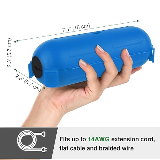 Flemoon [3 Pack] Outdoor Extension Cord Cover, IPX4 Waterproof Box and Safety Housing Case, Ideal to Protect Outdoor Plugs, Electrical Connections, Holiday Decoration Lights, Size Small, Blue