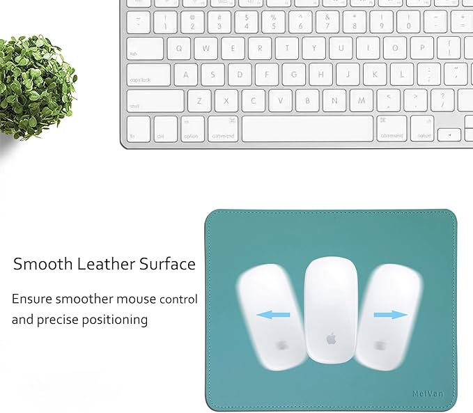 MelVan PU Leather Mouse Pad with Stitched Edge, Wood Mousepad, Waterproof Gaming Mouse Pad Mat for Computers, Laptop, Office & Home, 10.2" x 8.3", 1 Pack (Azury)