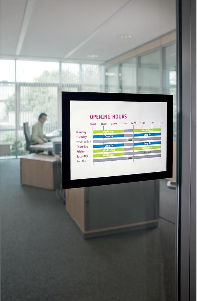 Durable Duraframe Self Adhesive Magnetic Sign Holder in Half Letter-Size 5.5" x 8.5" Inches - Black Frame - Pack of 2