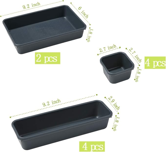 Interlocking Desk Drawer Organizer Separators for Kitchen, Bathroom, Makeup, Office (Set of 10)