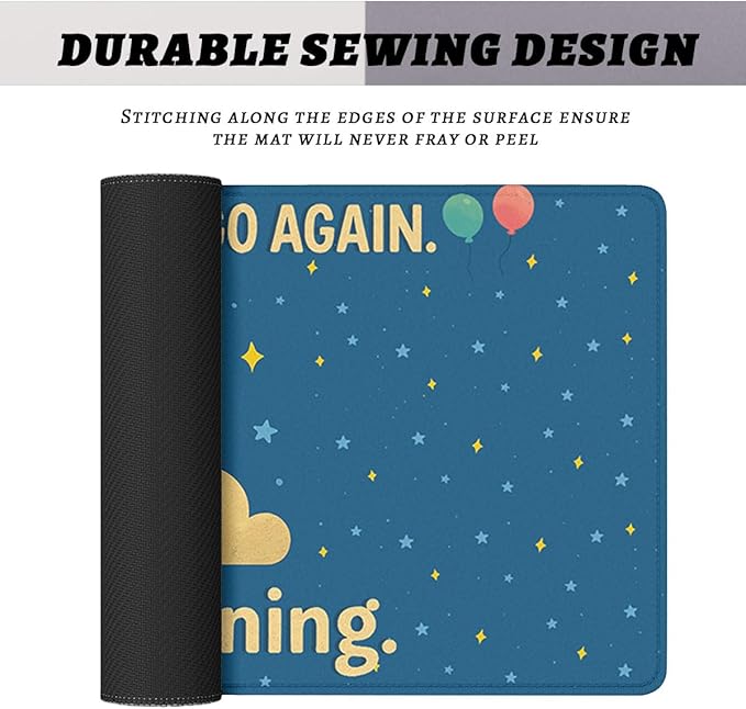 Funny Morning Desk Pad Mouse Pad Cartoon Cute Sun Cloud Stars Extended Gaming Mouse Pad Mat with Stitched Edge Non-Slip Base Big Mousepad 31.5"x11.8"