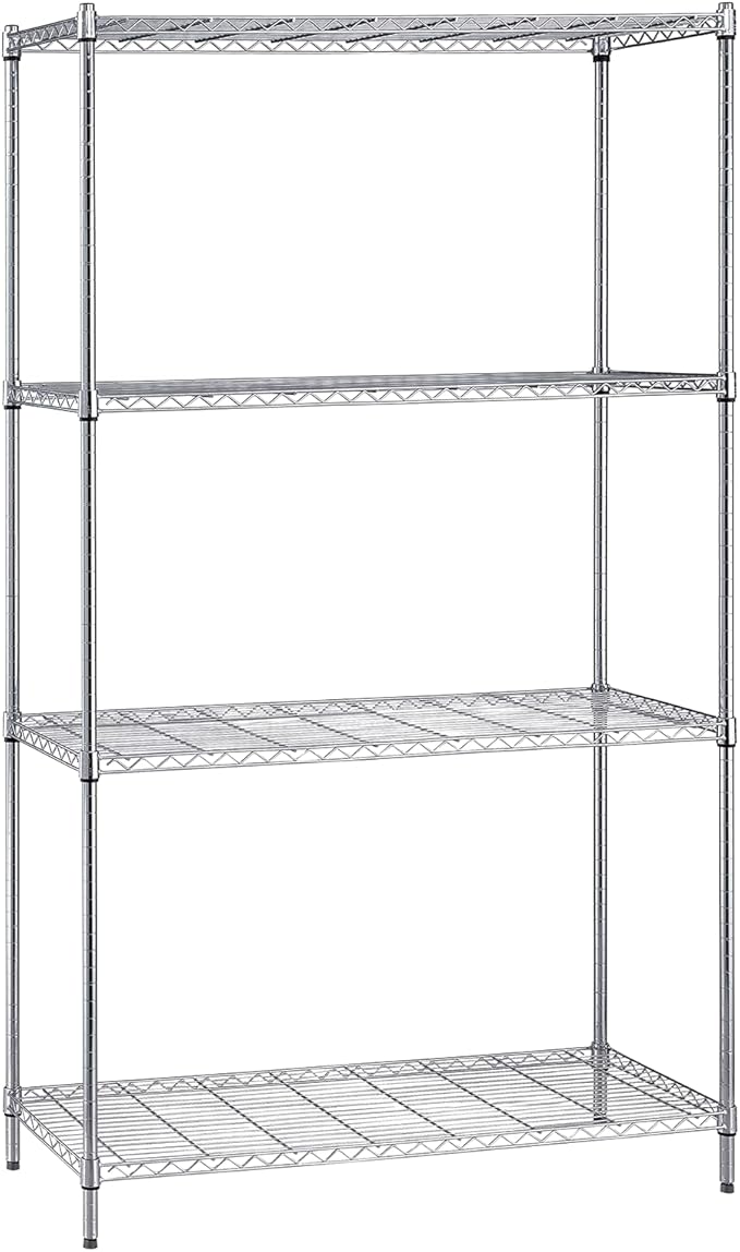 Quantum Storage Systems WR86-3072C Starter Kit for 86" High 4-Tier Wire Shelving Unit, Chrome Finish, 600 lb. Per Shelf Capacity, 30" Width x 72" Length x 86" Height