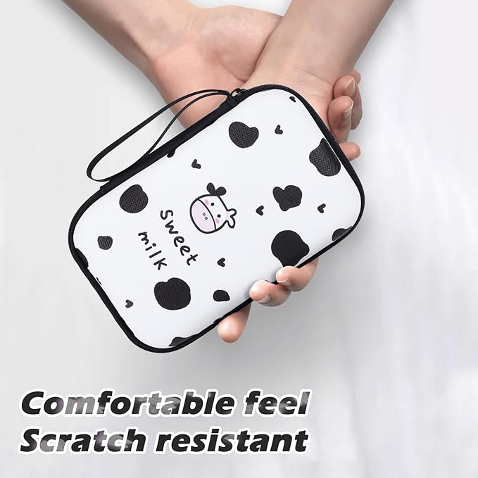 CameCosy DIY Phone Charger Cover Storage Sets Cable USB Earphone Wire Saver Organizer with Travel Storage Bag, Soft Cute Cable Protector Phone Charger Protector Compatible for iPhone(Milk Cow)