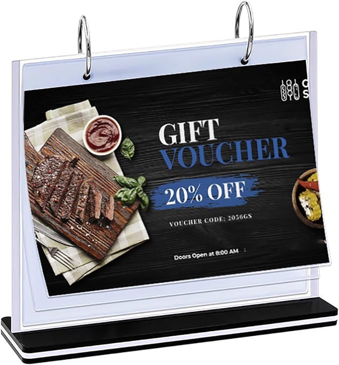 Multi-Page Flip Acrylic Display Stand - T-Shaped 8.5x11 Inches Menu/Photo/Drink/Advertisement Holder