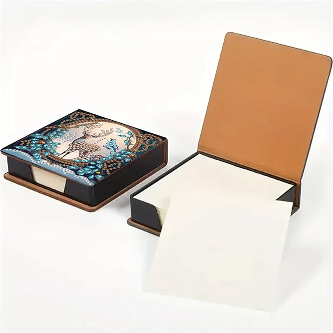Deer Diamond Painting Kit Note Box,Memo Paper Storage Box Diamonds Art,Sticky Note Holder Diamond Art,Diamond Painting Memo Pad For Office Desk. (Deer)