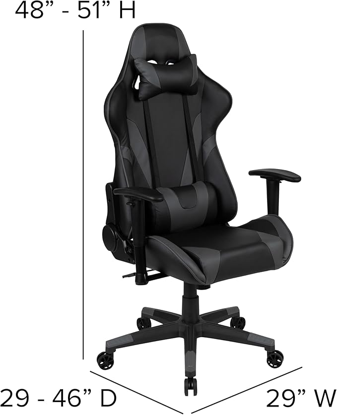 EMMA + OLIVER Black/Gray Gaming Desk Bundle - Cup/Headset Holder/Mouse Pad Top
