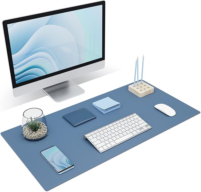 K KNODEL Non-Slip Desk Mat, Desk Pad, Desk Blotter, Desktop Mat for Desk, Large Desk Protector, Office Computer and Laptop Mat for Desk (31.5"x15.7", Blue)