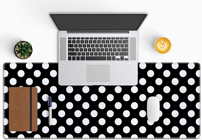 Polka Dot Desk Mat Abstract Circle Geometric Pattern Large Mouse Pad XL Desk Pad Gaming Mousepad Extended Keyboard Mat 31.5 x 11.8 in Laptop Computer Keyboard Pad Mouse Mat for Office Desk Decor