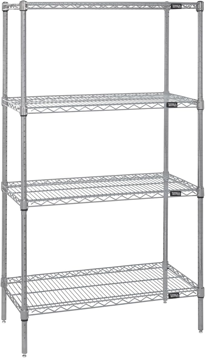 Quantum Storage Systems WR74-2454S Starter Kit Wire Shelves Stainless Steel 4 Shelves 74" H x 54" W x 24" D