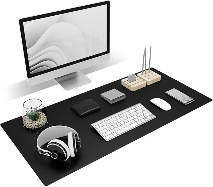 K KNODEL Non-Slip Desk Mat, Desk Pad, Desk Blotter, Desktop Mat for Desk, Large Desk Protector, Office Computer and Laptop Mat for Desk (35.4"x17", Black)