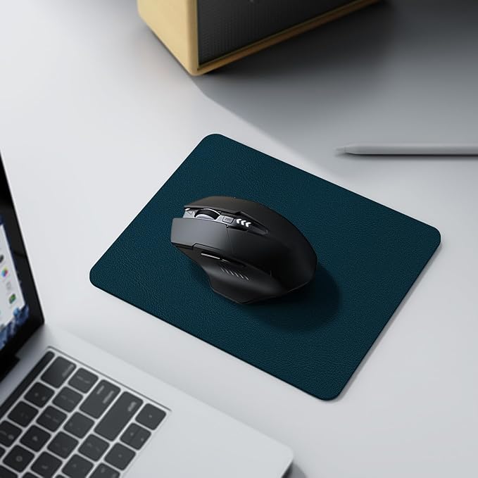 Leather Desk pad Protector, Office Mat, Large Mouse Mat, Non-Slip PU Leather Blotter, Laptop Desk Pad,Waterproof Laptop Computer Desk Keyboard Mat for Office/Work/Home/Decor (Dark Blue, 11in*8in)