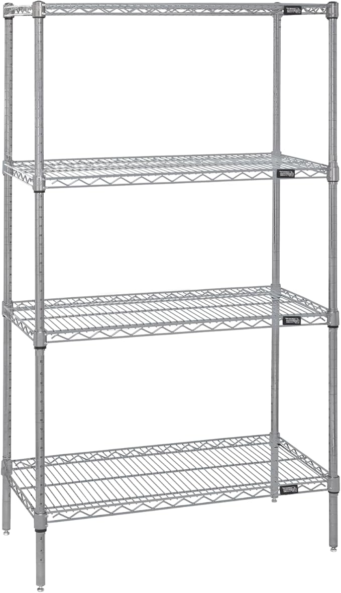 Quantum Storage Systems WR74-1260S Starter Kit Wire Shelves Stainless Steel 4 Shelves 74" H x 60" W x 12" D